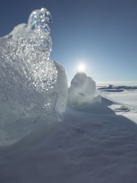 Scenic view of frozen lake against sky