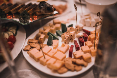 Close-up of food in plate on table