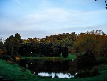 Scenic view of lake against sky