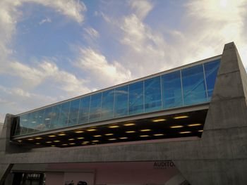 Low angle view of modern building against sky