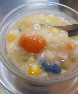 Close-up of soup in bowl