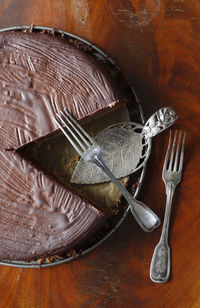 High angle view of ice cream on table