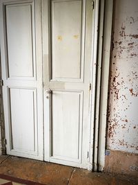 Closed door of abandoned building