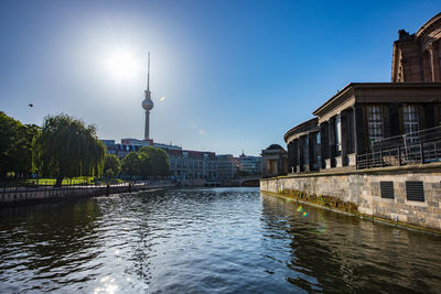 Canal passing through city buildings