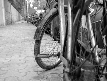 Close-up of bicycle wheel