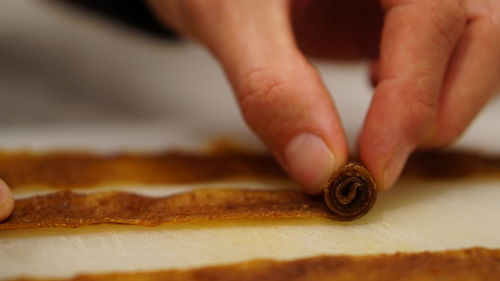 Close-up of person preparing food