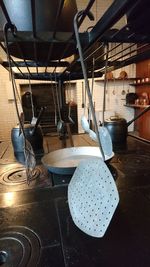 Tables and chairs in restaurant