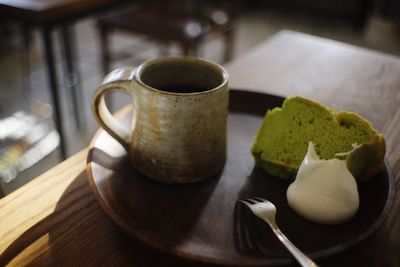 Close-up of drink served on table