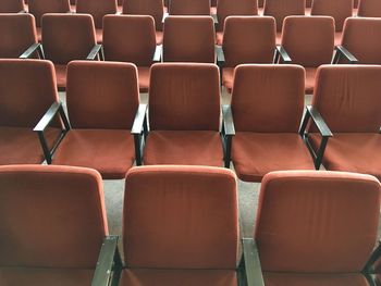 Full frame shot of empty chairs at stage theater