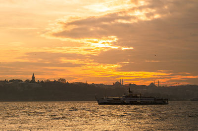 Scenic view of sunset over sea