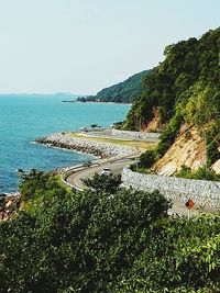 Scenic view of sea against clear sky