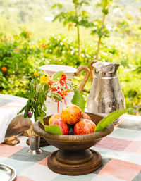 Potted plant in vase on table