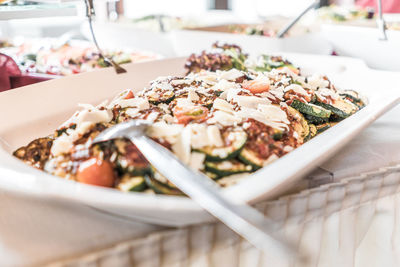 Close-up of meal served in plate