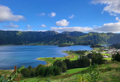 Lake of sete cidades in sao miguel island of azores portugal