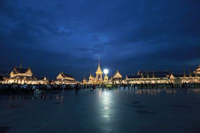 View of illuminated city at night