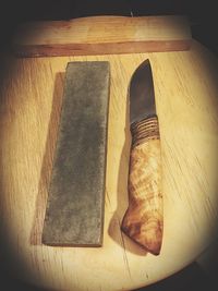 High angle view of table