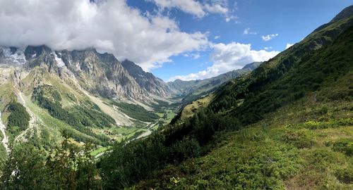 Panoramic view of mountains against sky