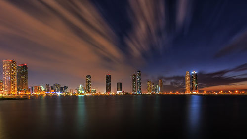 Illuminated city at night