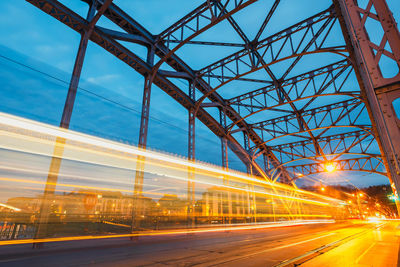 Light trails on road at night