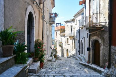 A narrow street of guardia sanframondi, a village in the province of benevento, italy.