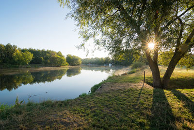 Scenic view of lake against sky