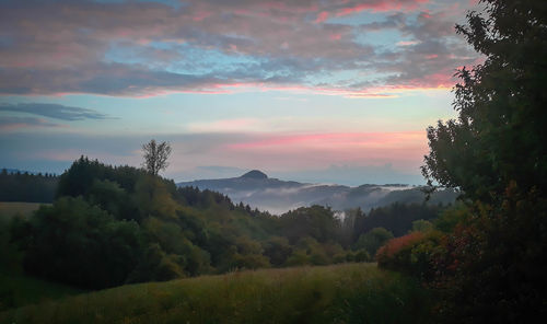 Scenic view of landscape against sky during sunset