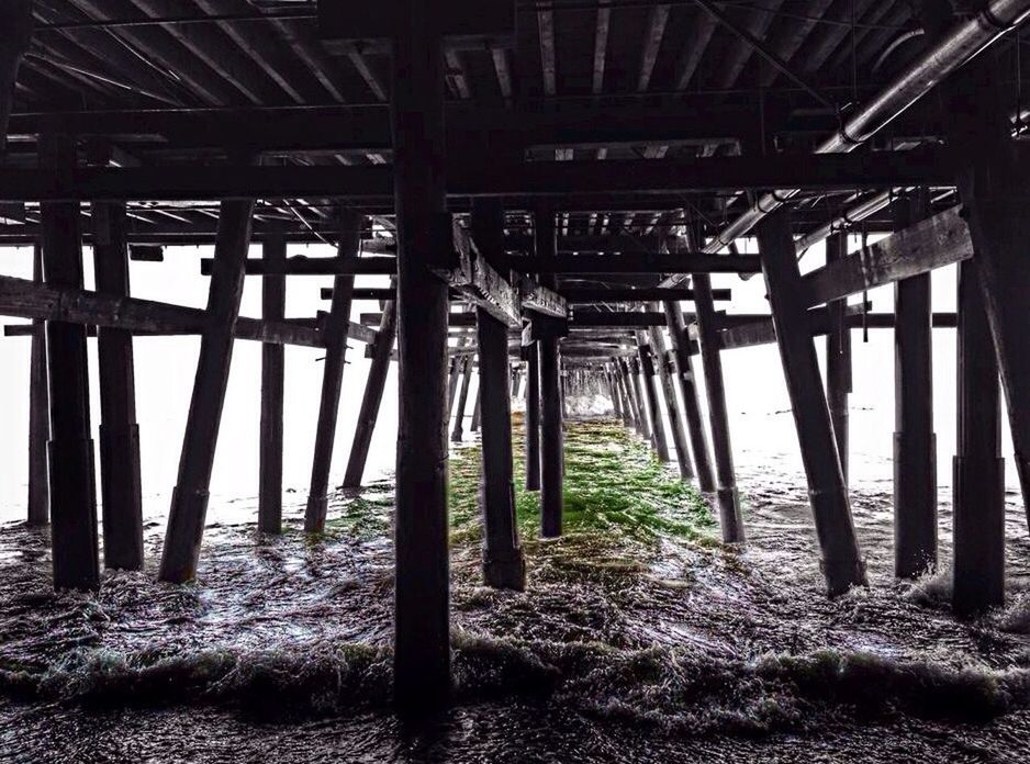 built structure, wood - material, architectural column, architecture, indoors, abandoned, support, obsolete, column, damaged, run-down, old, sunlight, wooden, in a row, ceiling, day, no people, nature, tranquility