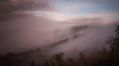 Scenic view of landscape against sky during sunset