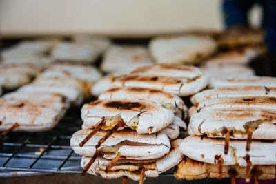 Breads on barbecue grill