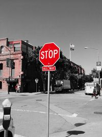 Road sign on city street