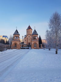 Armenian christian church in krasnoyarsk in winter.