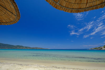 Scenic view of sea against blue sky