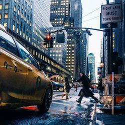 People walking on city street