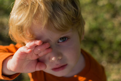 Close-up portrait of cute boy