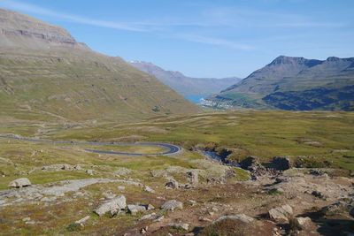 Scenic view of mountains against sky