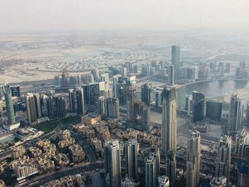 High angle view of buildings in city