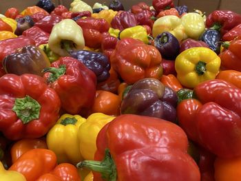 Full frame shot of bell peppers at market