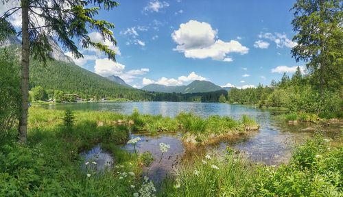 Scenic view of lake against sky
