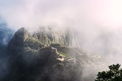 Machu picchu in thick fog