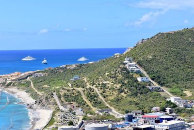 High angle view of beach against sky