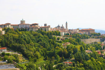 View of trees and buildings against sky