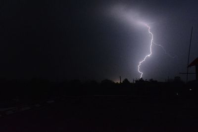 Lightning in sky at night