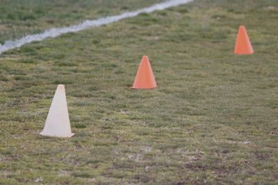 High angle view of heart shapes on field