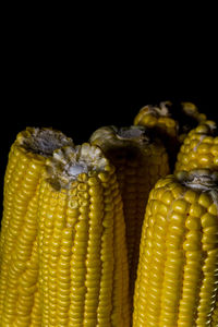 Close-up of bananas against black background