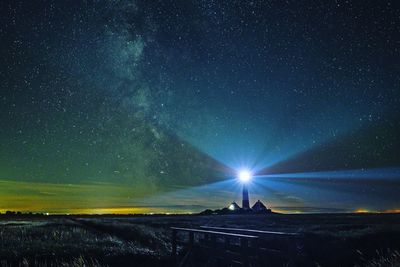 Scenic view of landscape against sky at night