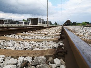 Railroad tracks against sky