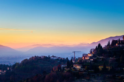 View of town at sunset