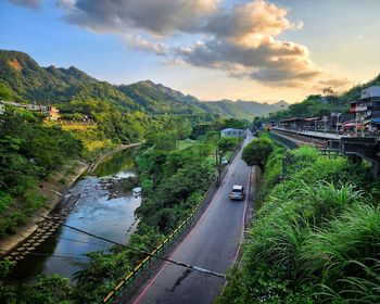 High angle view of bridge against sky