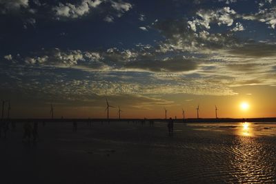 Scenic view of calm sea at sunset