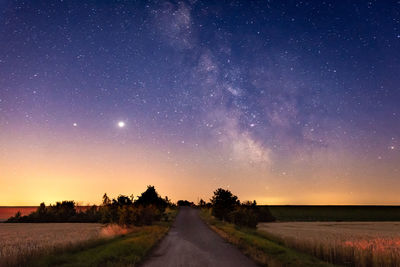 Milky way over a field in querfurt, germany